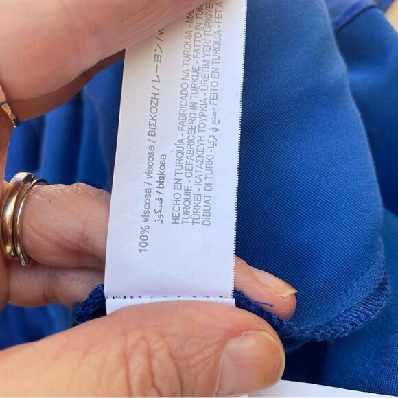 Zara bloggers favorite Blue Satin Effect Jewel Chain Mini Dress Size small - Picture 12 of 16